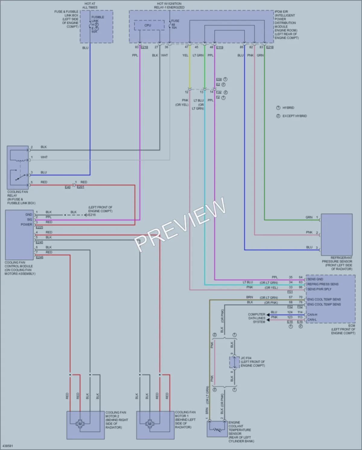 2014 Nissan PathfinderHybrid Cooling Fan wiring diagram preview