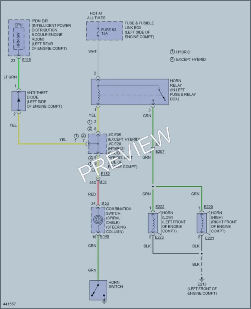 2014 Nissan PathfinderHybrid Horn wiring diagram preview