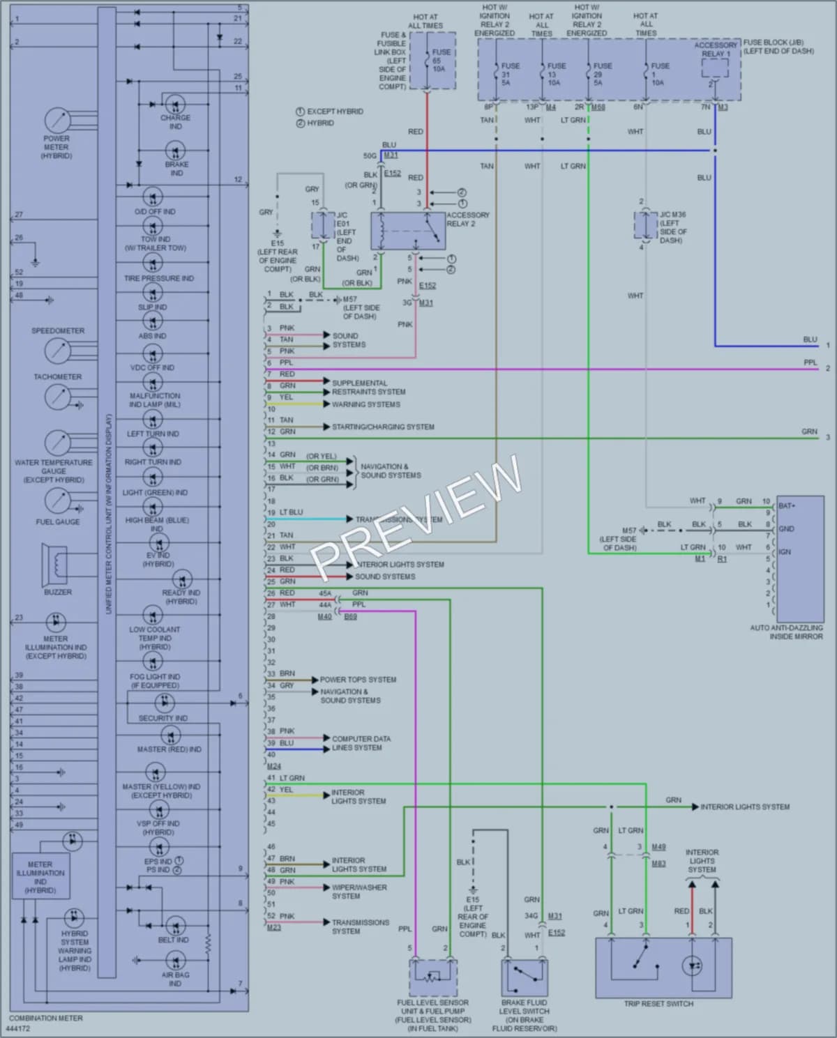 2014 Nissan PathfinderHybrid Instrument Cluster wiring diagram preview