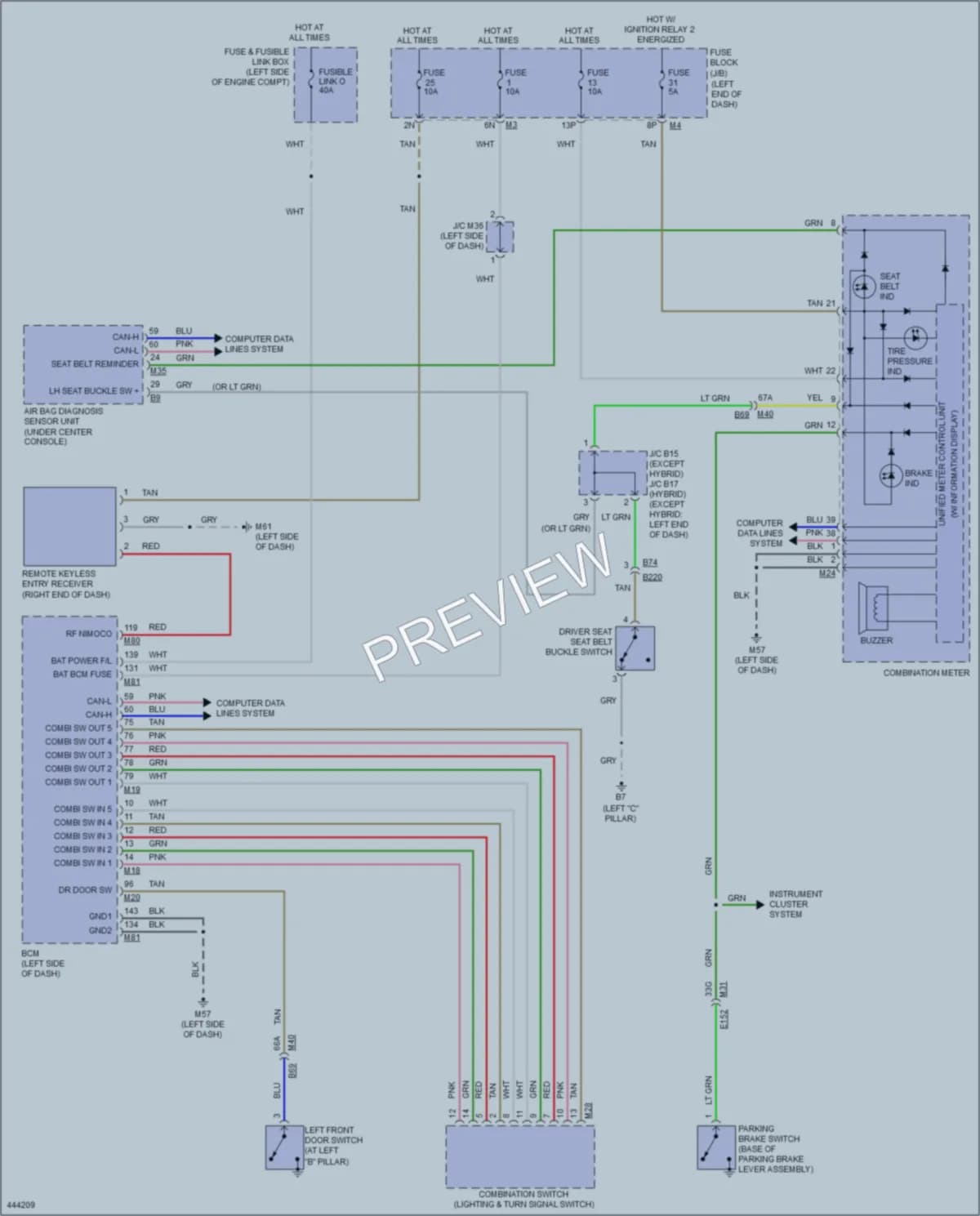 2014 Nissan PathfinderHybrid Warning Systems wiring diagram preview