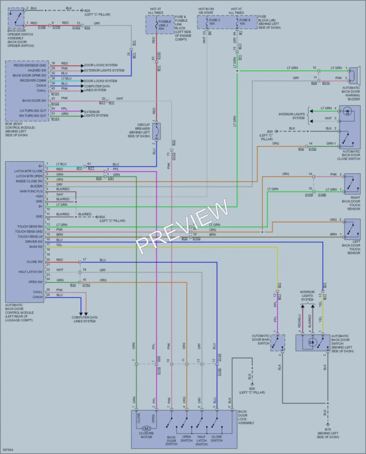 2014 Nissan Quest Trunk Tailgate Fuel Door wiring diagram preview