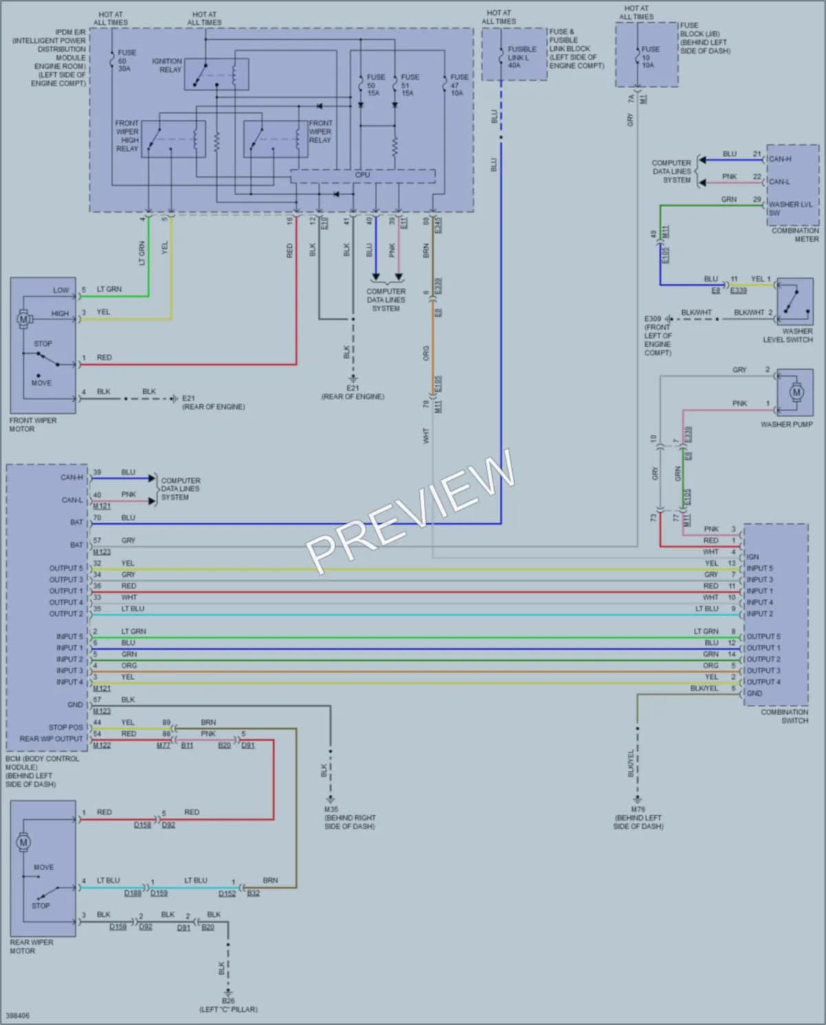 2014 Nissan Quest Wiper Washer wiring diagram preview