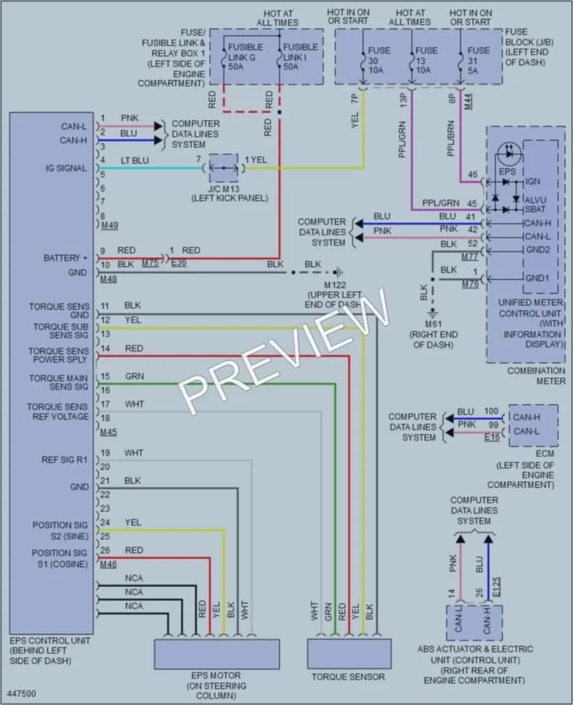 2014 Nissan Rogue Electronic Power Steering wiring diagram preview