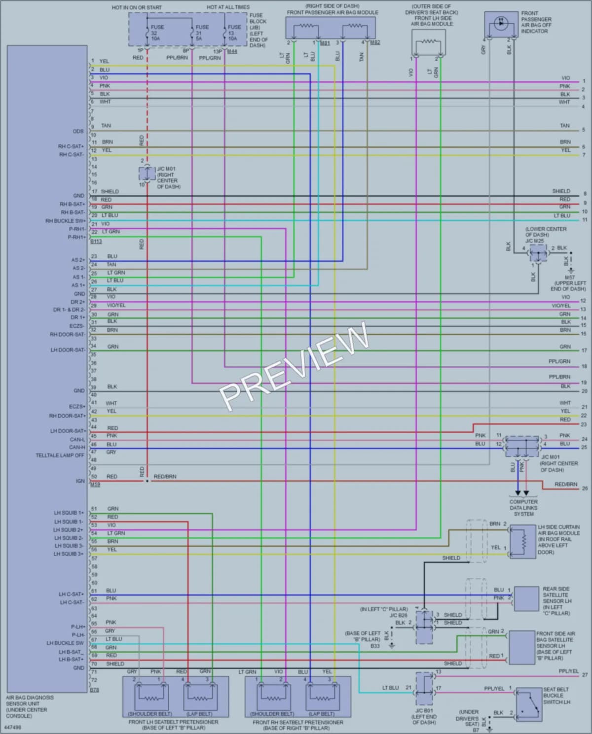 2014 Nissan Rogue Supplemental Restraints wiring diagram preview