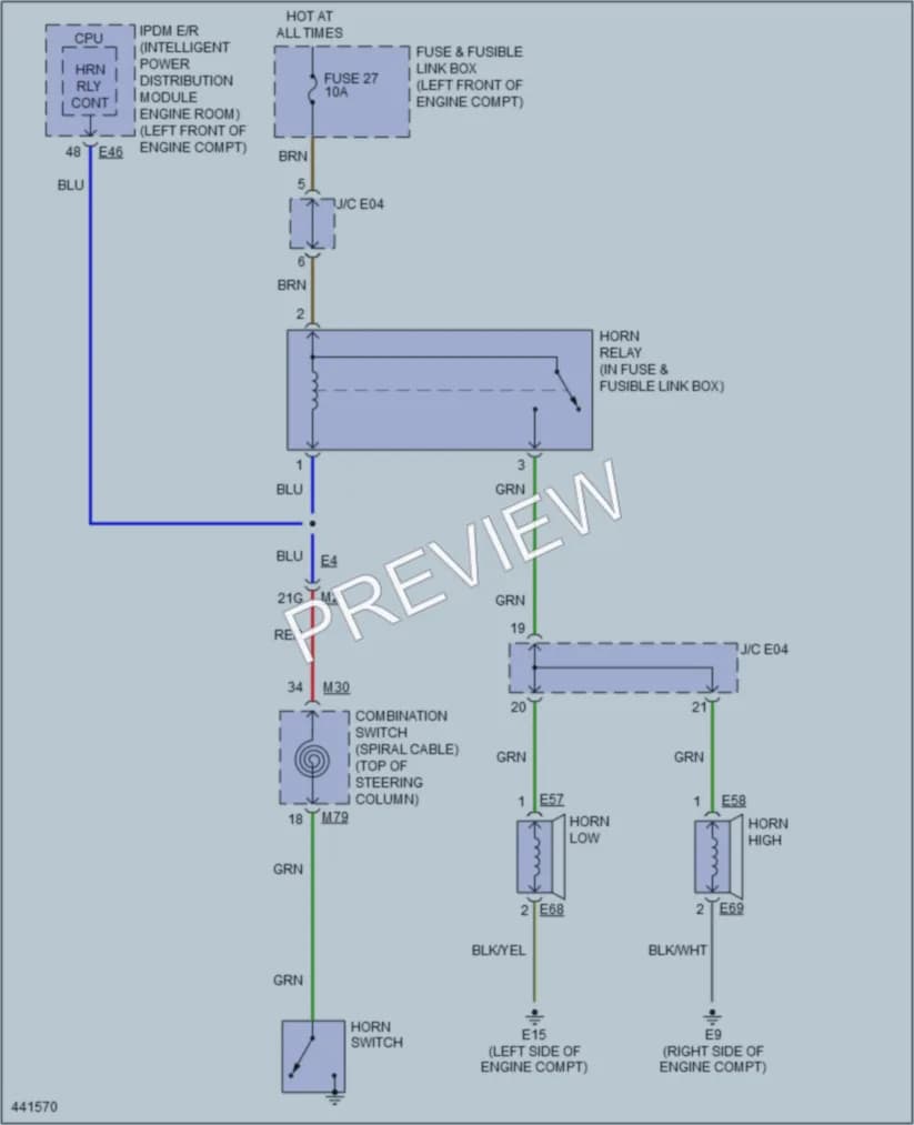 2014 Nissan Sentra Horn wiring diagram preview