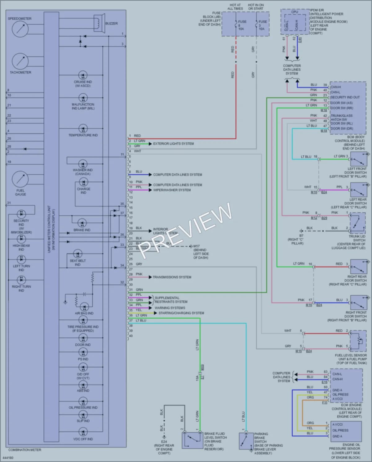 2014 Nissan Versa Instrument Cluster wiring diagram preview
