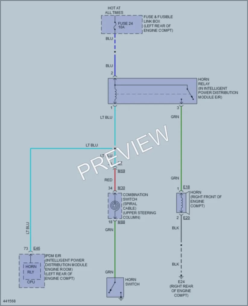 2014 Nissan VersaNote Horn wiring diagram preview