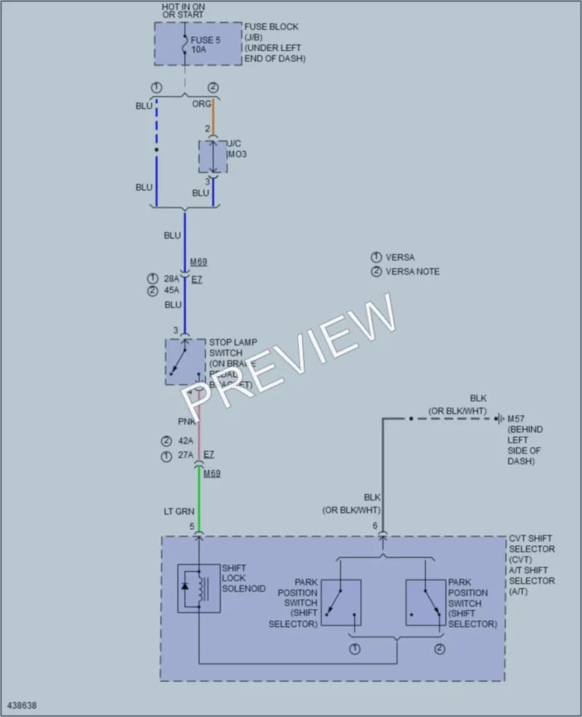 2014 Nissan VersaNote Shift Interlock wiring diagram preview