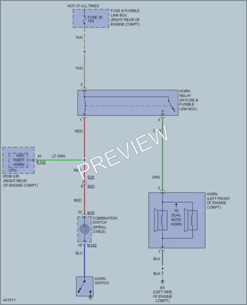 2014 Nissan Xterra Horn wiring diagram preview