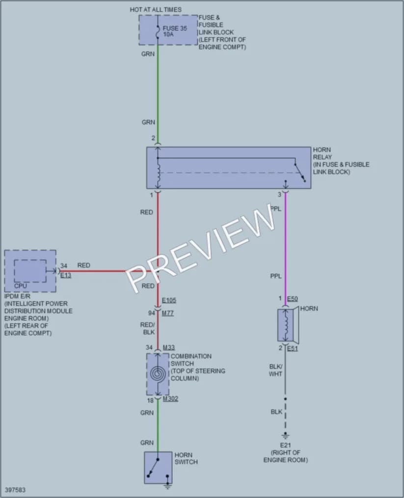 2014 Nissan cube Horn wiring diagram preview