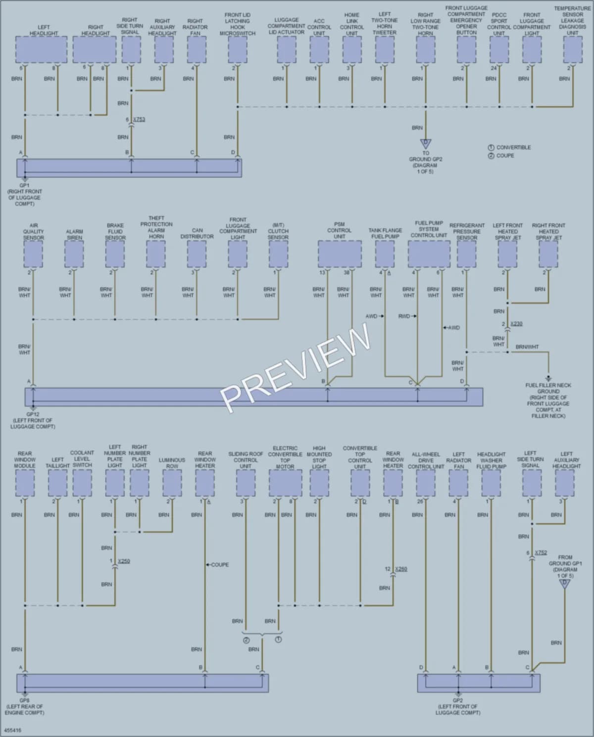 2014 Porsche 911 Ground Distribution wiring diagram preview