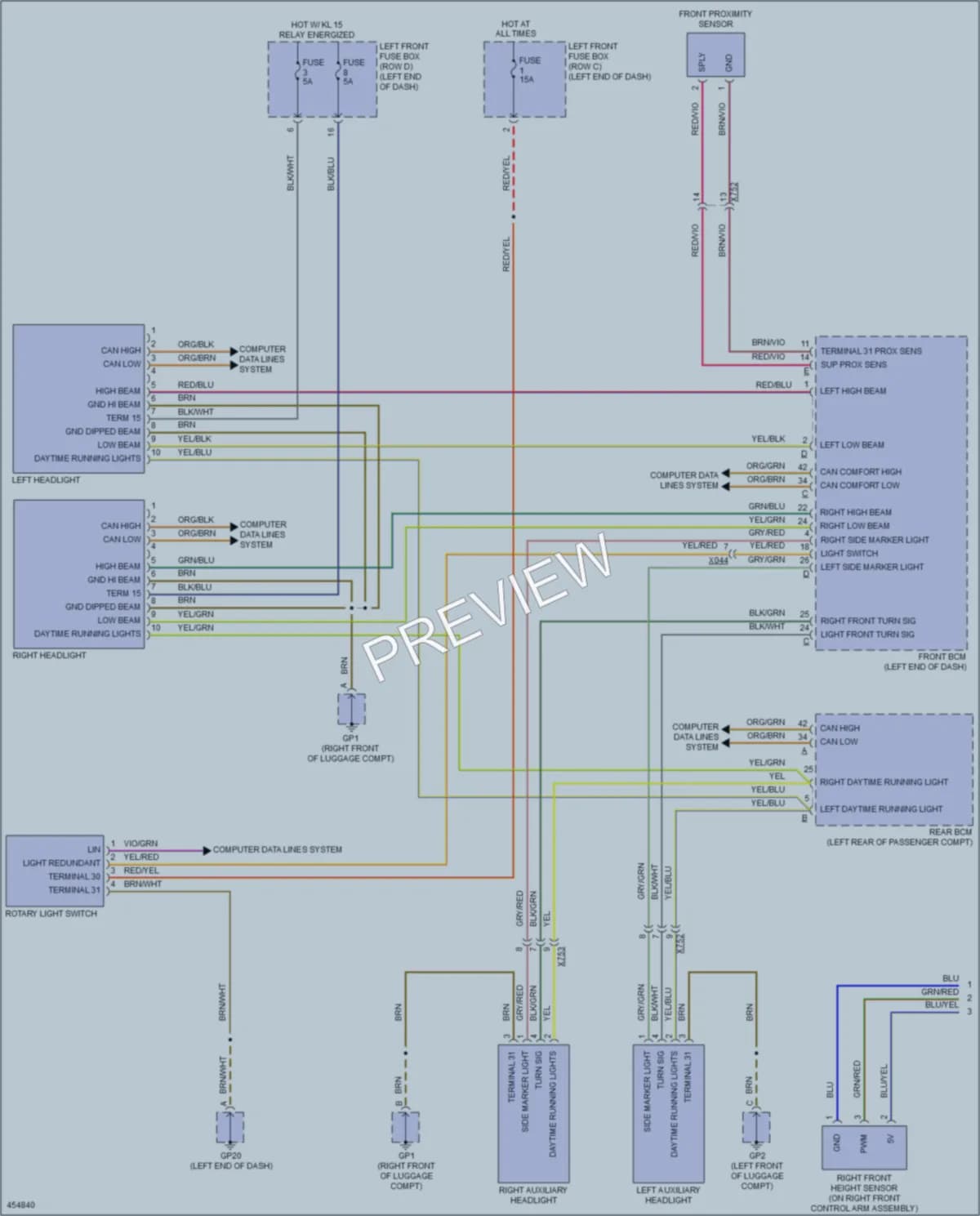 2014 Porsche 911 Headlights wiring diagram preview