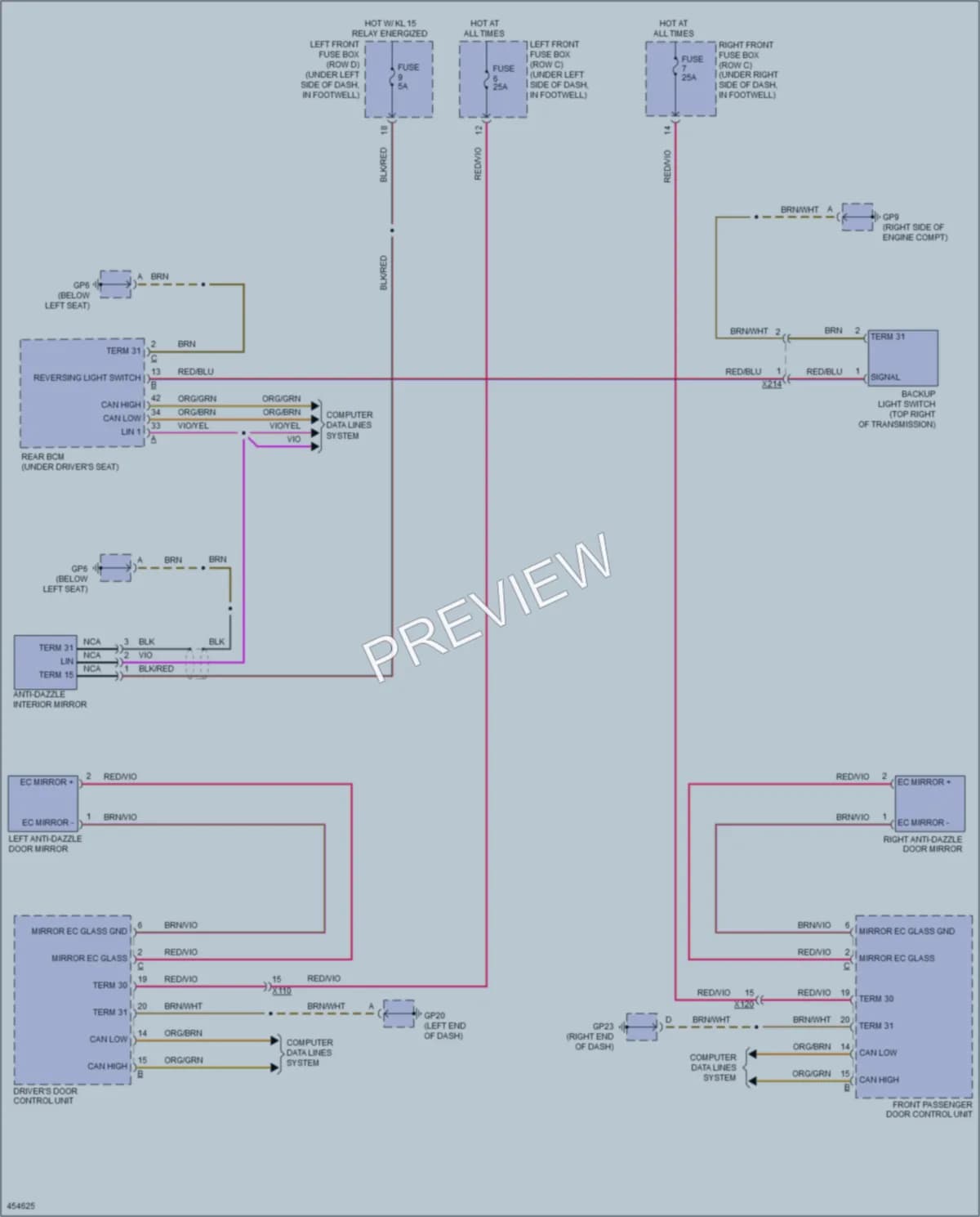 2014 Porsche Boxster Power Mirrors wiring diagram preview