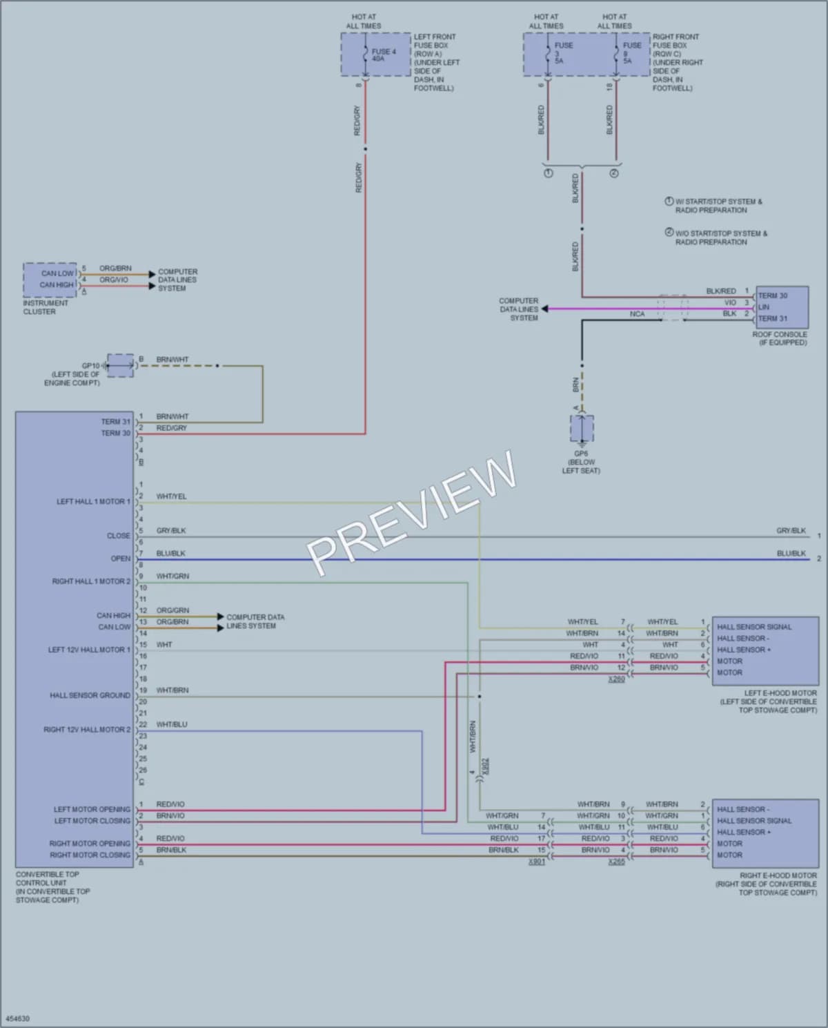 2014 Porsche Boxster Power Top Sunroof wiring diagram preview