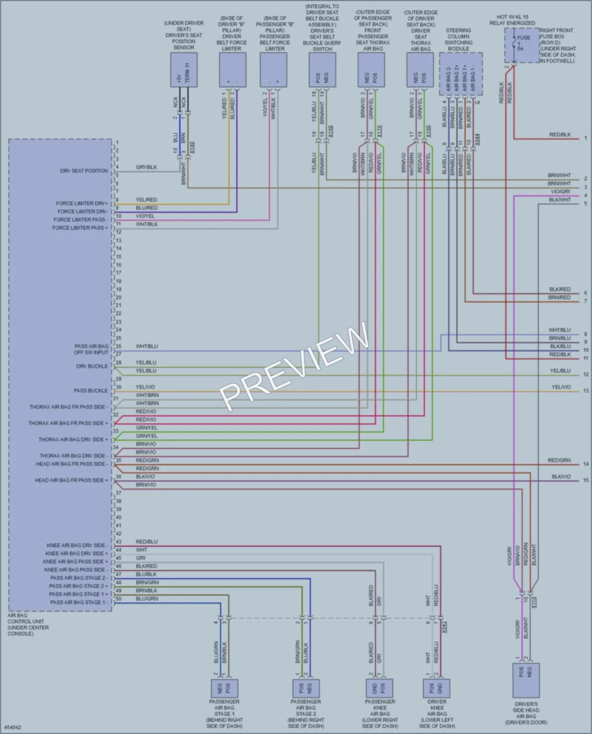 2014 Porsche Boxster Supplemental Restraints wiring diagram preview