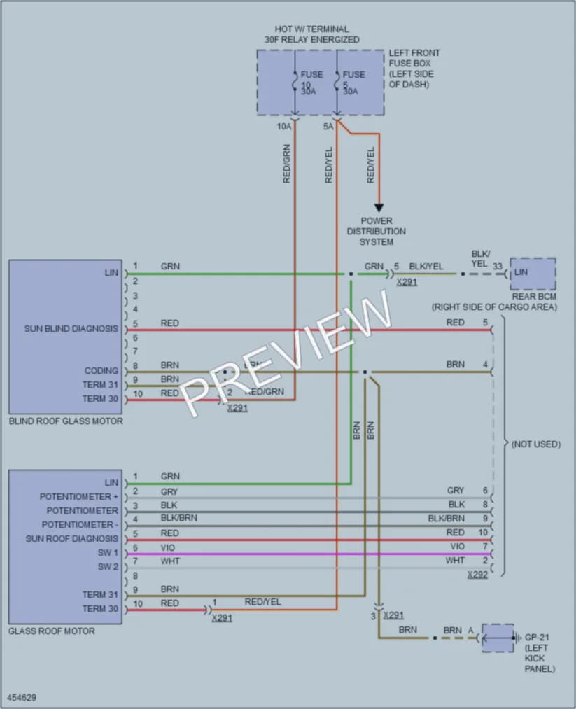 2014 Porsche Cayenne Power Top Sunroof wiring diagram preview