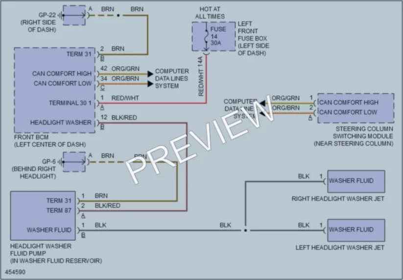 2014 Porsche Cayenne Wiper Washer wiring diagram preview