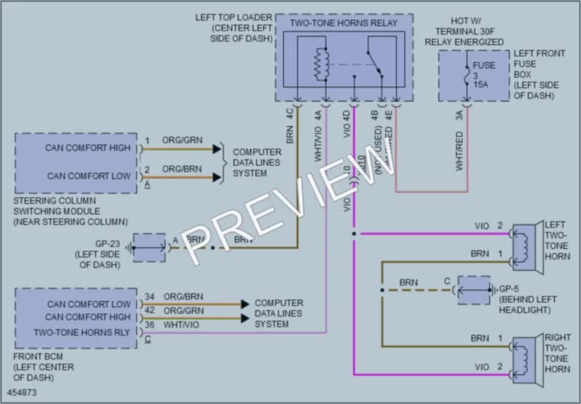 2014 Porsche CayenneHybrid Horn wiring diagram preview