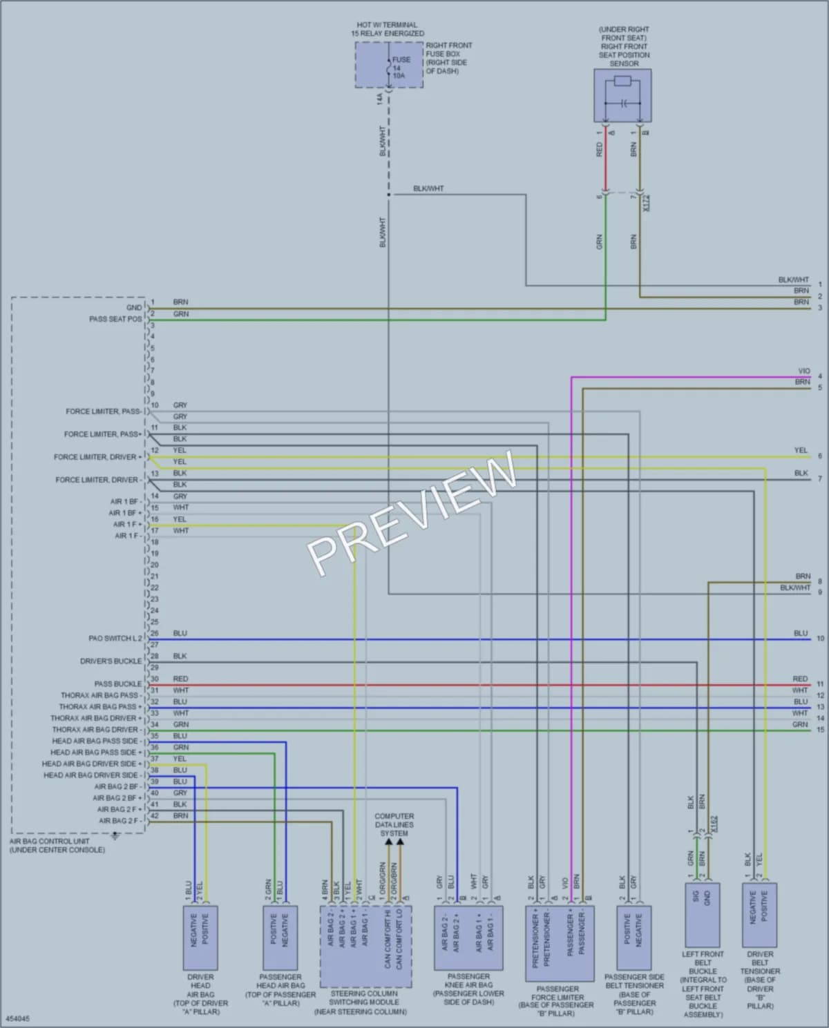 2014 Porsche CayenneHybrid Supplemental Restraints wiring diagram preview