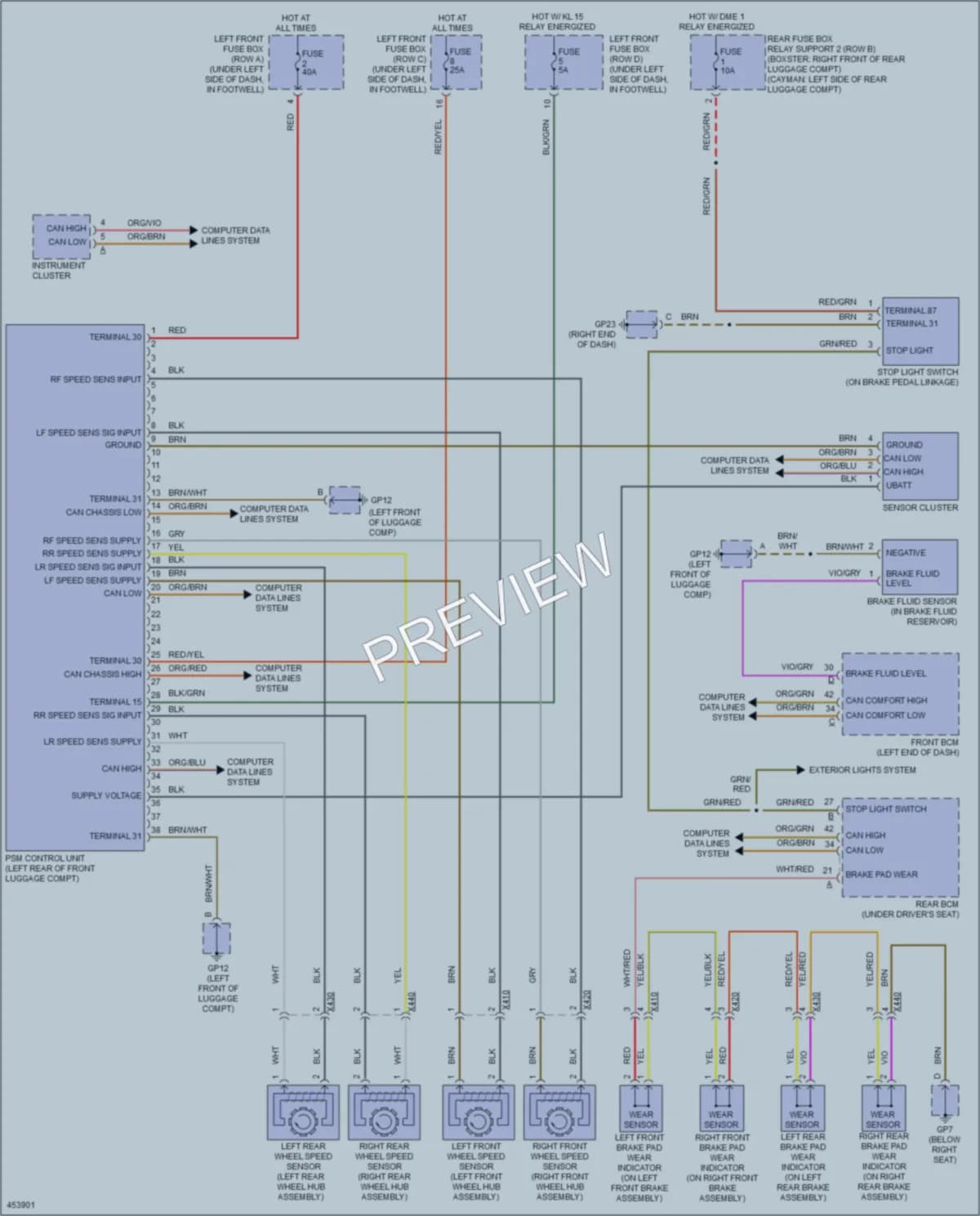2014 Porsche Cayman Anti Lock Brakes wiring diagram preview