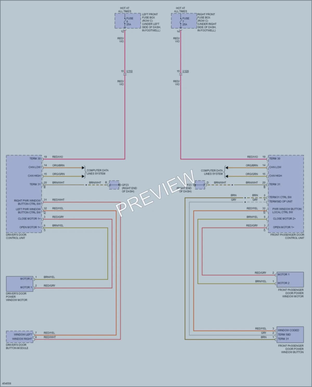 2014 Porsche Cayman Power Windows wiring diagram preview