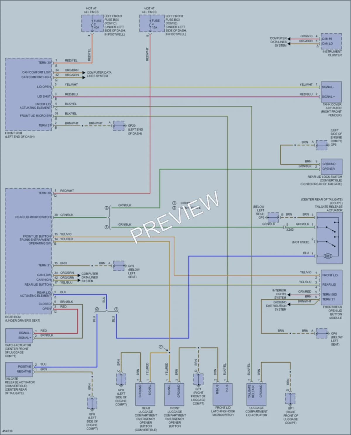 2014 Porsche Cayman Trunk Tailgate Fuel Door wiring diagram preview