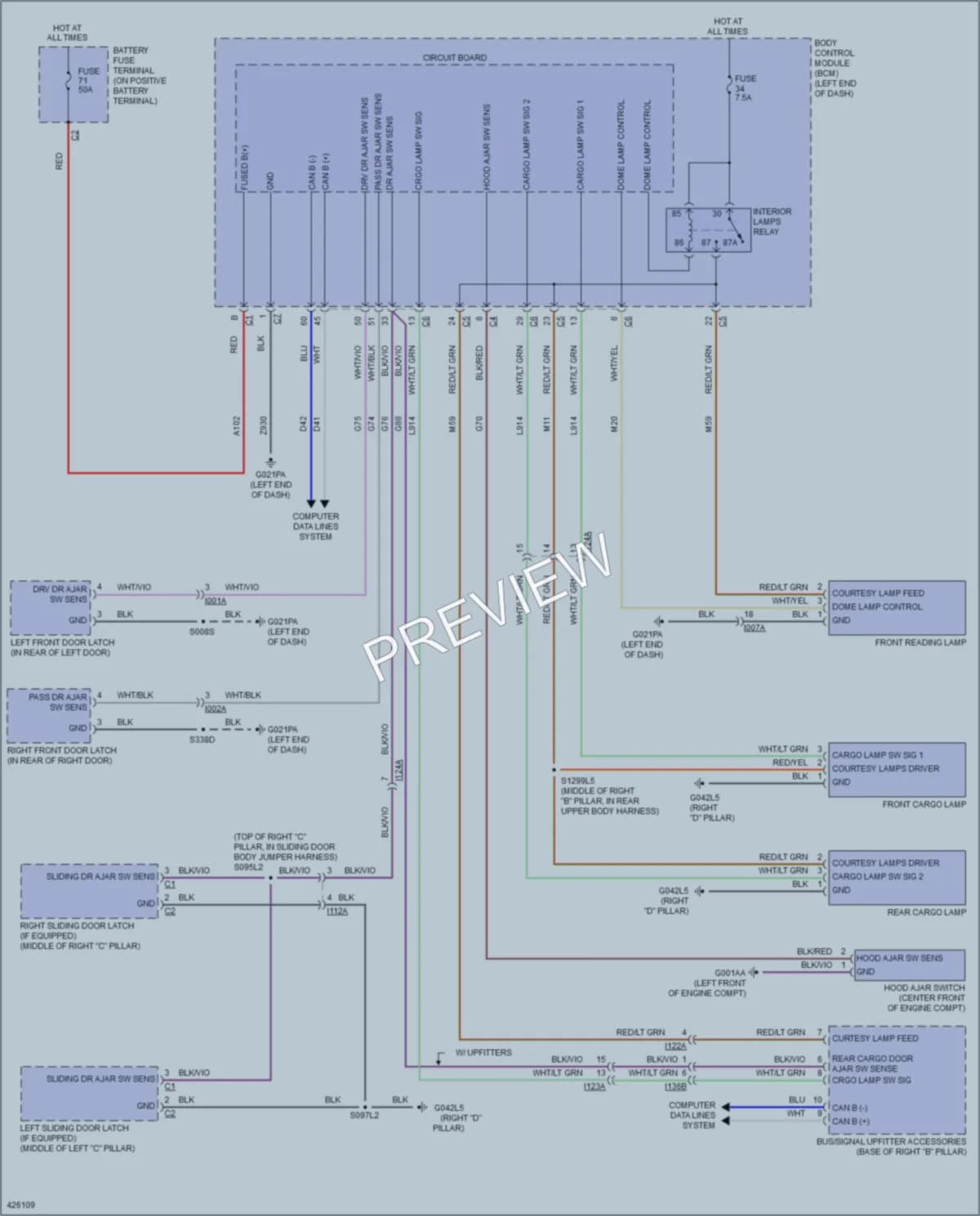 2014 Ram 1500ProMaster Interior Lights wiring diagram preview