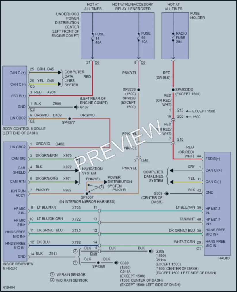 2014 Ram 2500Pickup Power Mirrors wiring diagram preview