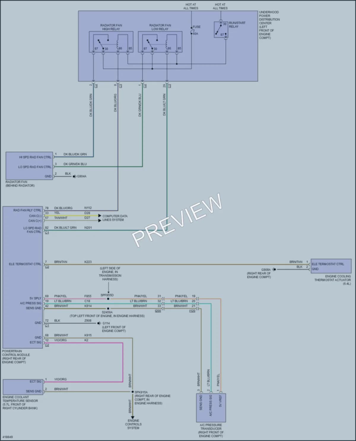 2014 Ram 3500Pickup Cooling Fan wiring diagram preview