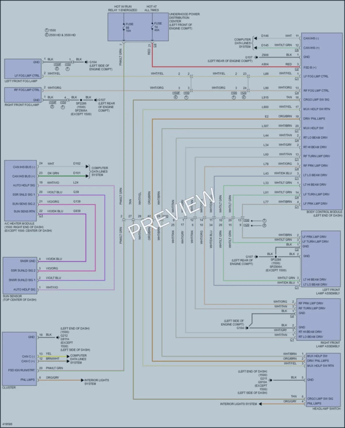 2014 Ram 3500Pickup Headlights wiring diagram preview