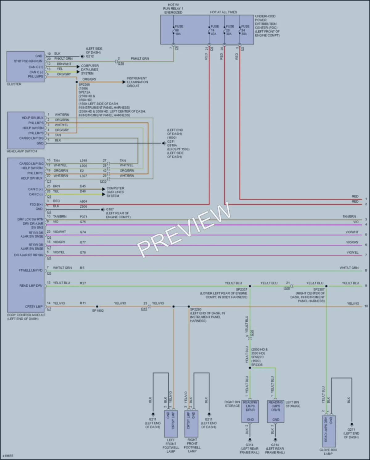 2014 Ram 3500Pickup Interior Lights wiring diagram preview