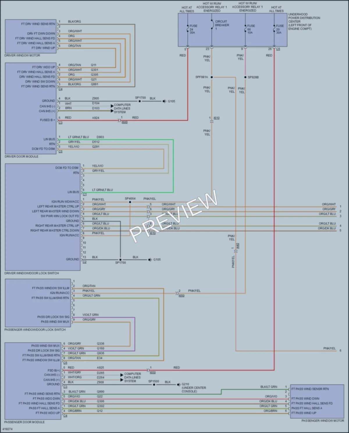 2014 Ram 3500Pickup Power Windows wiring diagram preview