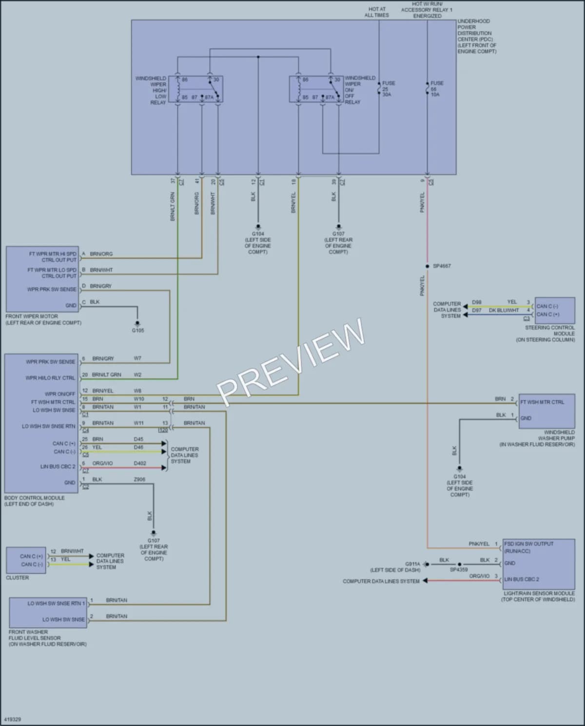 2014 Ram 3500Pickup Wiper Washer wiring diagram preview