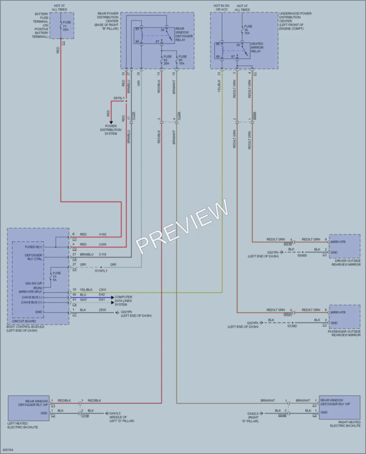 2014 Ram 3500ProMaster Defoggers wiring diagram preview