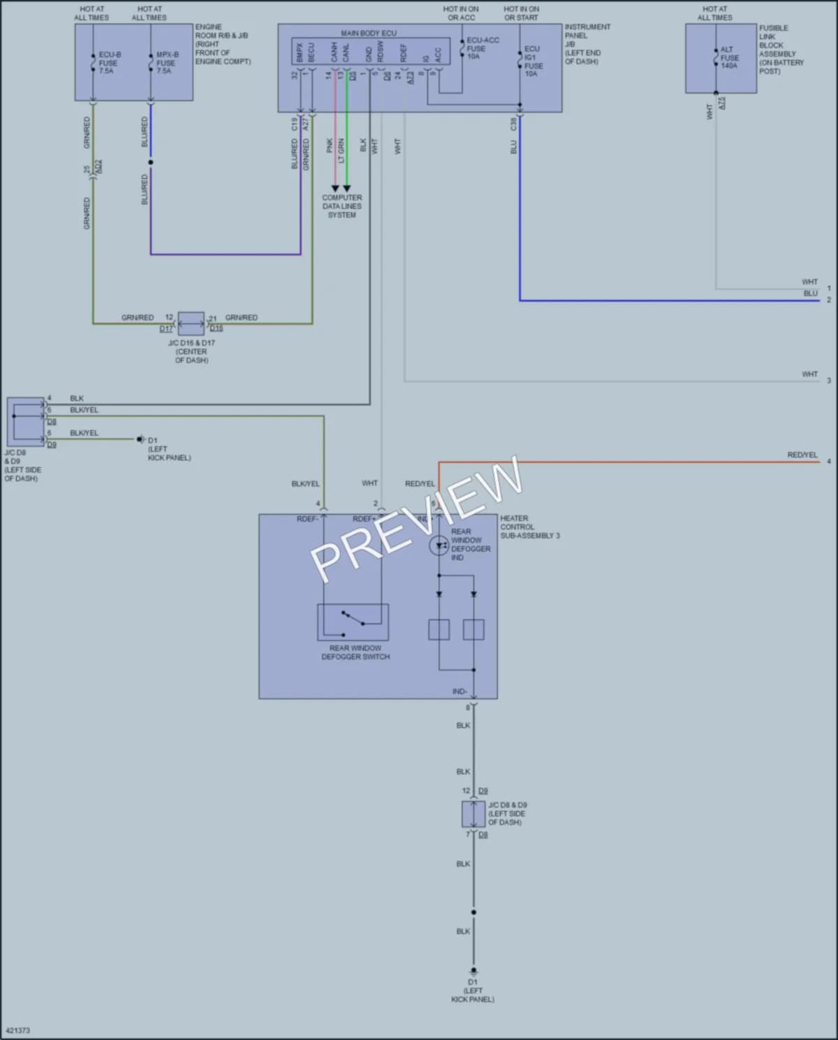 2014 Scion FRS Defoggers wiring diagram preview