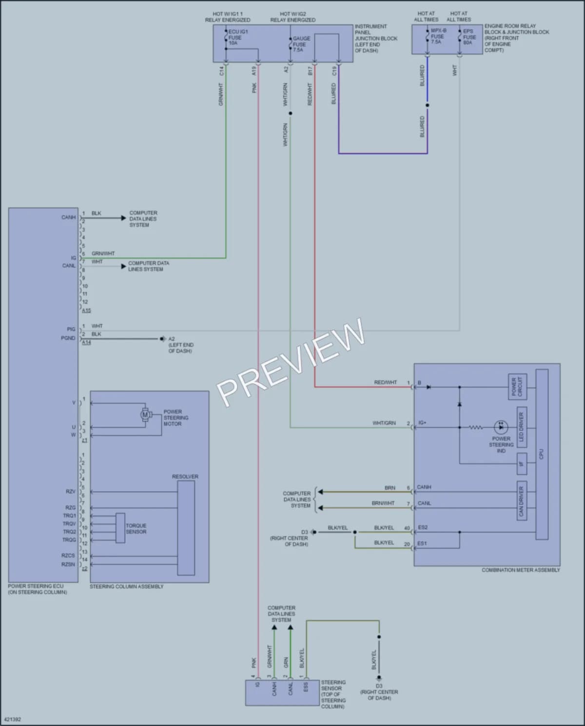 2014 Scion FRS Electronic Power Steering wiring diagram preview