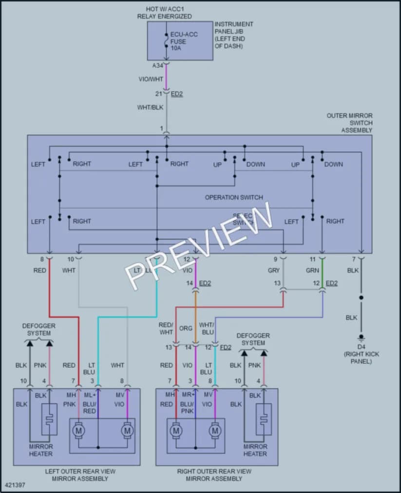 2014 Scion FRS Power Mirrors wiring diagram preview