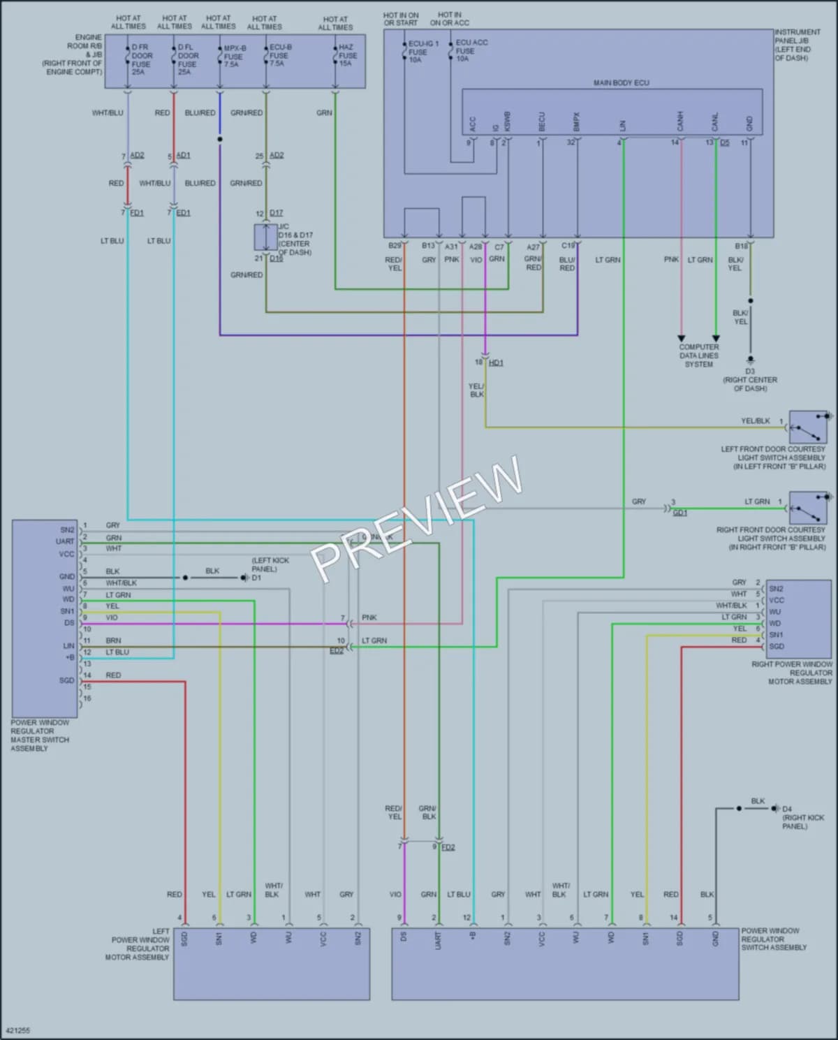 2014 Scion FRS Power Windows wiring diagram preview