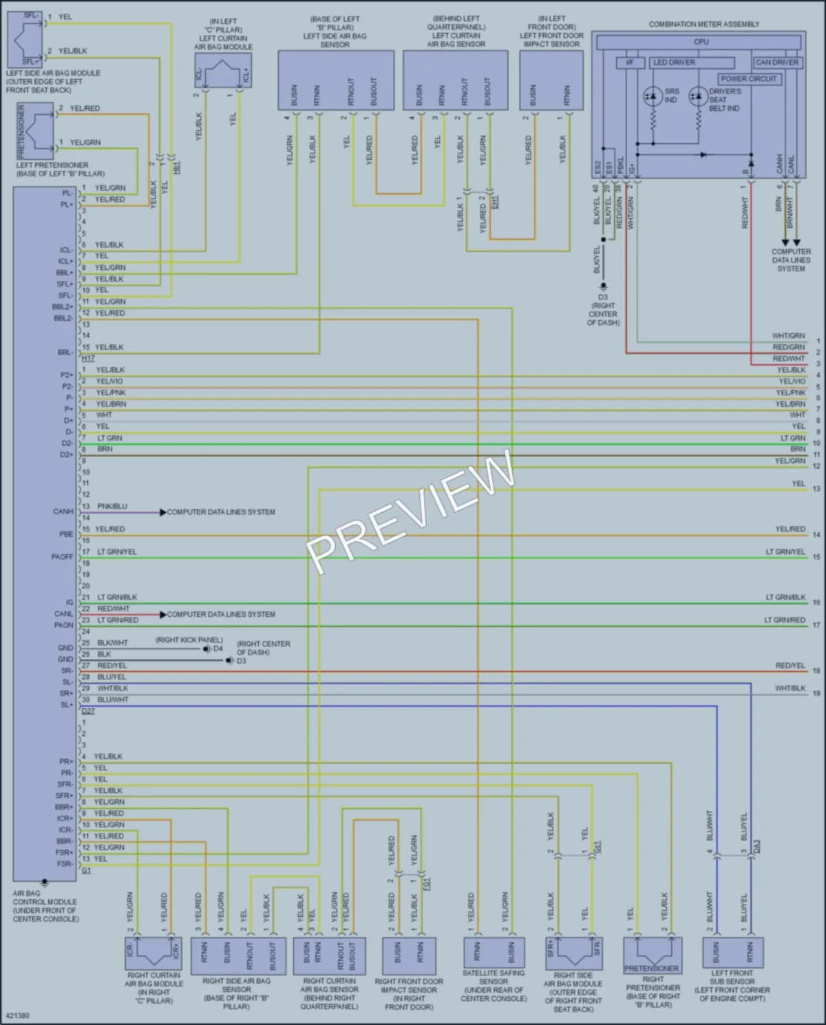 2014 Scion FRS Supplemental Restraints wiring diagram preview