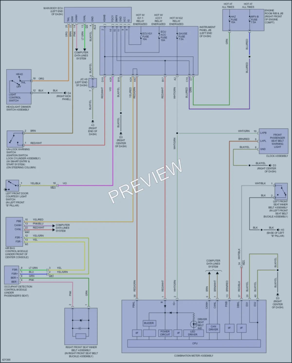 2014 Scion FRS Warning Systems wiring diagram preview