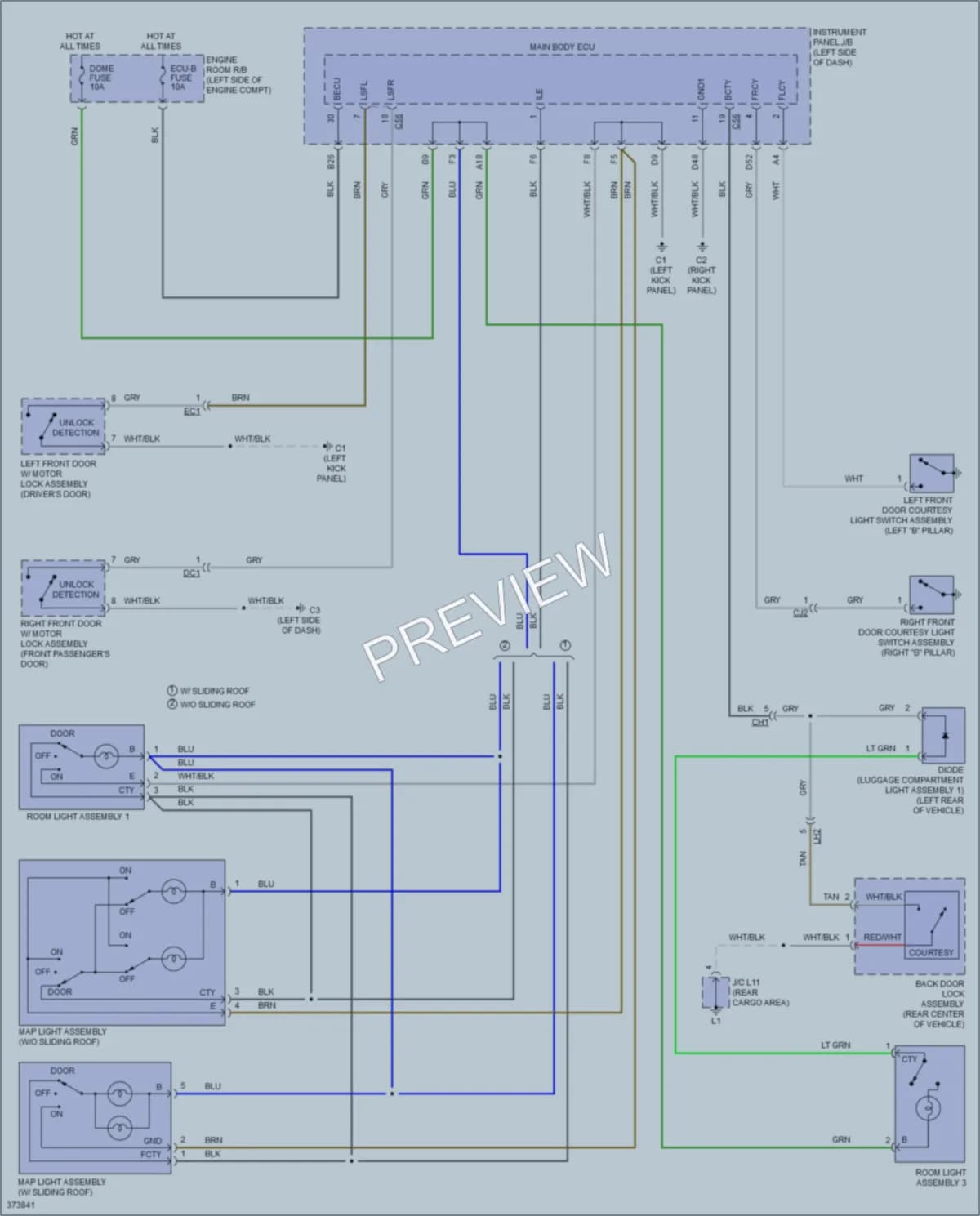 2014 Scion tC Interior Lights wiring diagram preview