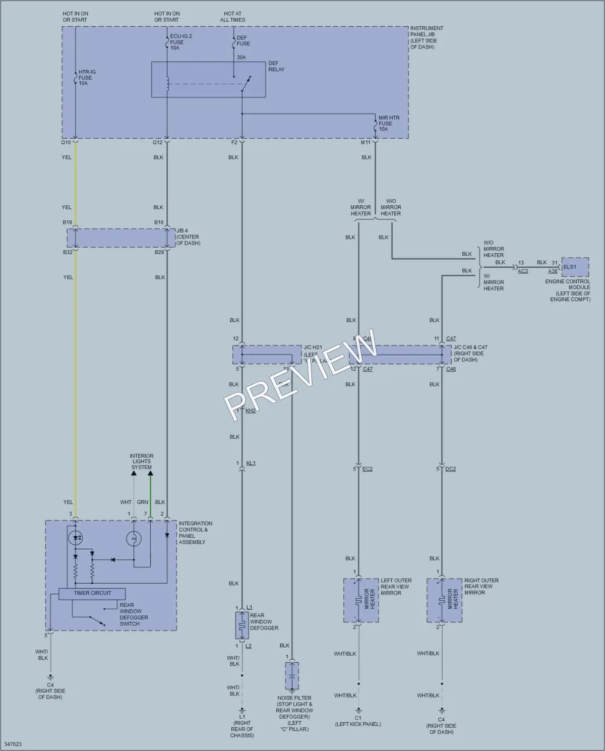 2014 Scion xB Defoggers wiring diagram preview