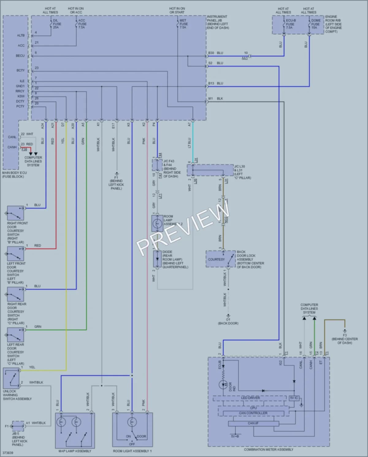 2014 Scion xD Interior Lights wiring diagram preview