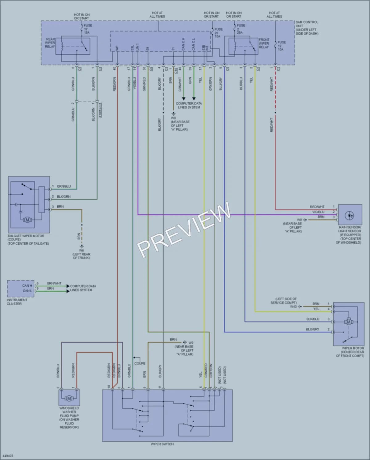 2014 Smart fortwo Wiper Washer wiring diagram preview