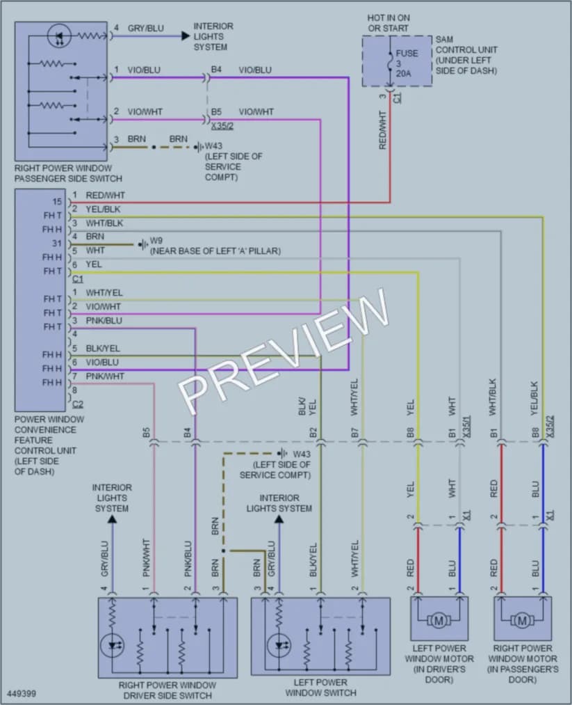 2014 Smart fortwoelectric Power Windows wiring diagram preview
