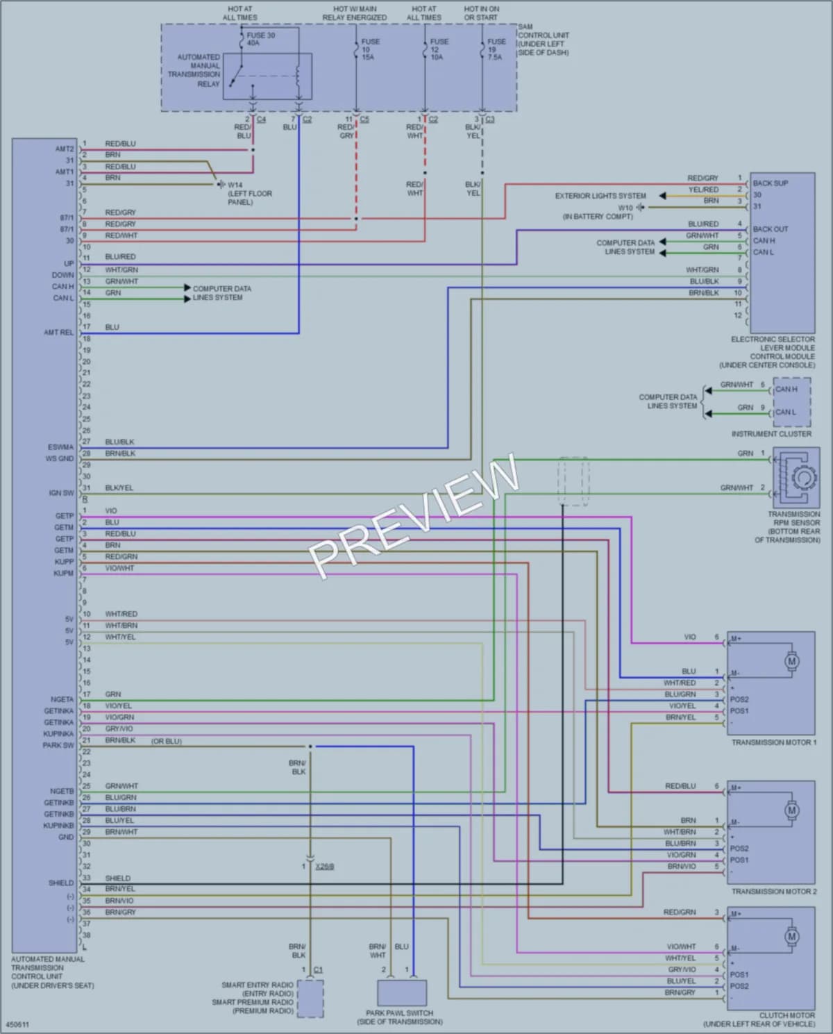 2014 Smart fortwoelectric Transmission wiring diagram preview