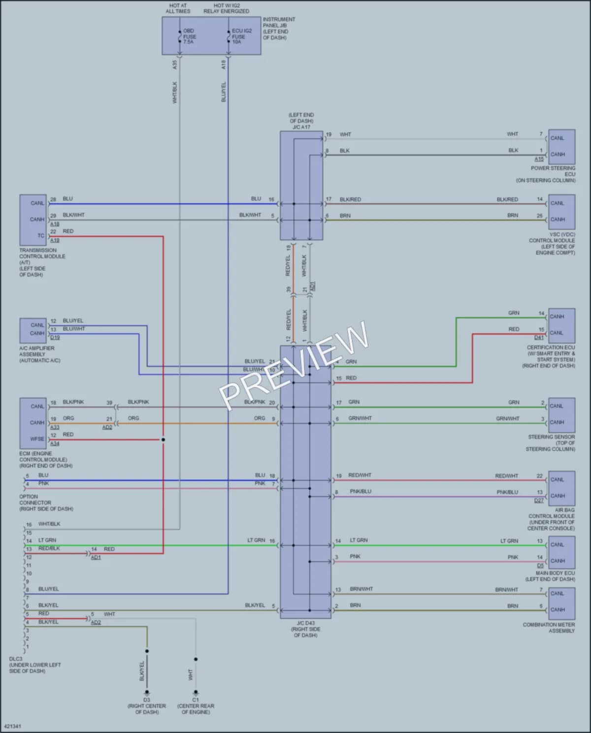 2014 Subaru BRZ Computer Data Lines wiring diagram preview