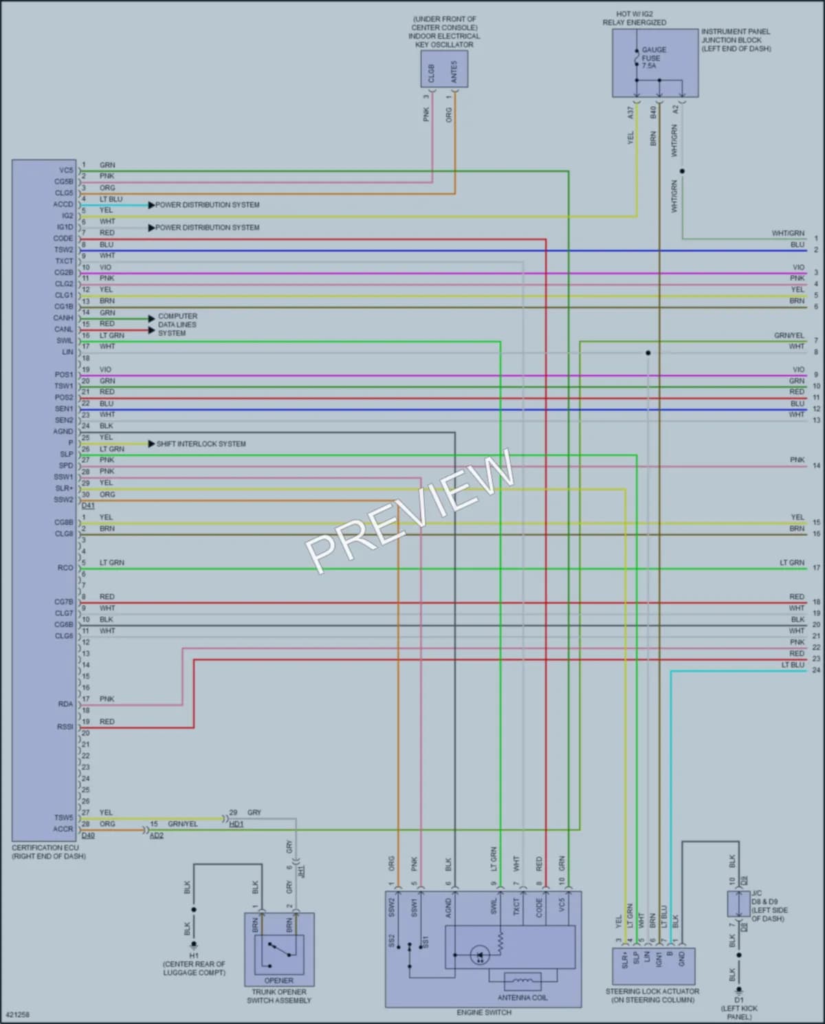 2014 Subaru BRZ Power Door Locks wiring diagram preview