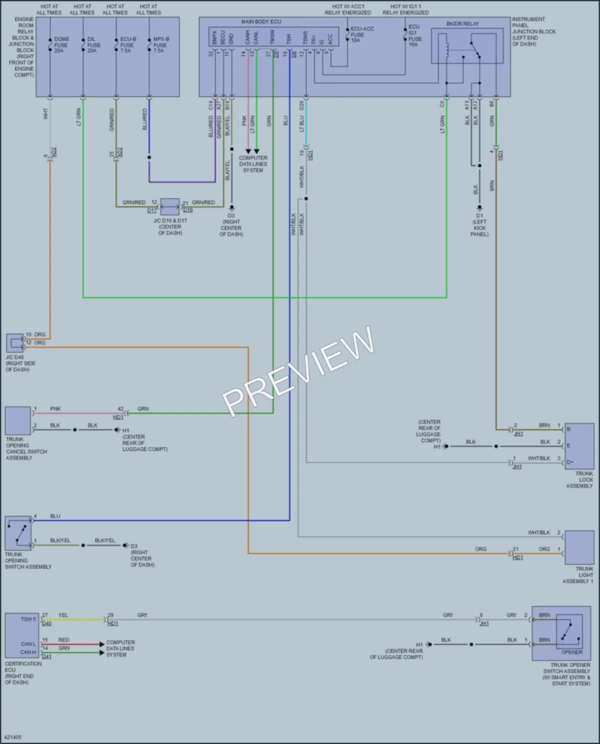 2014 Subaru BRZ Trunk Tailgate Fuel Door wiring diagram preview