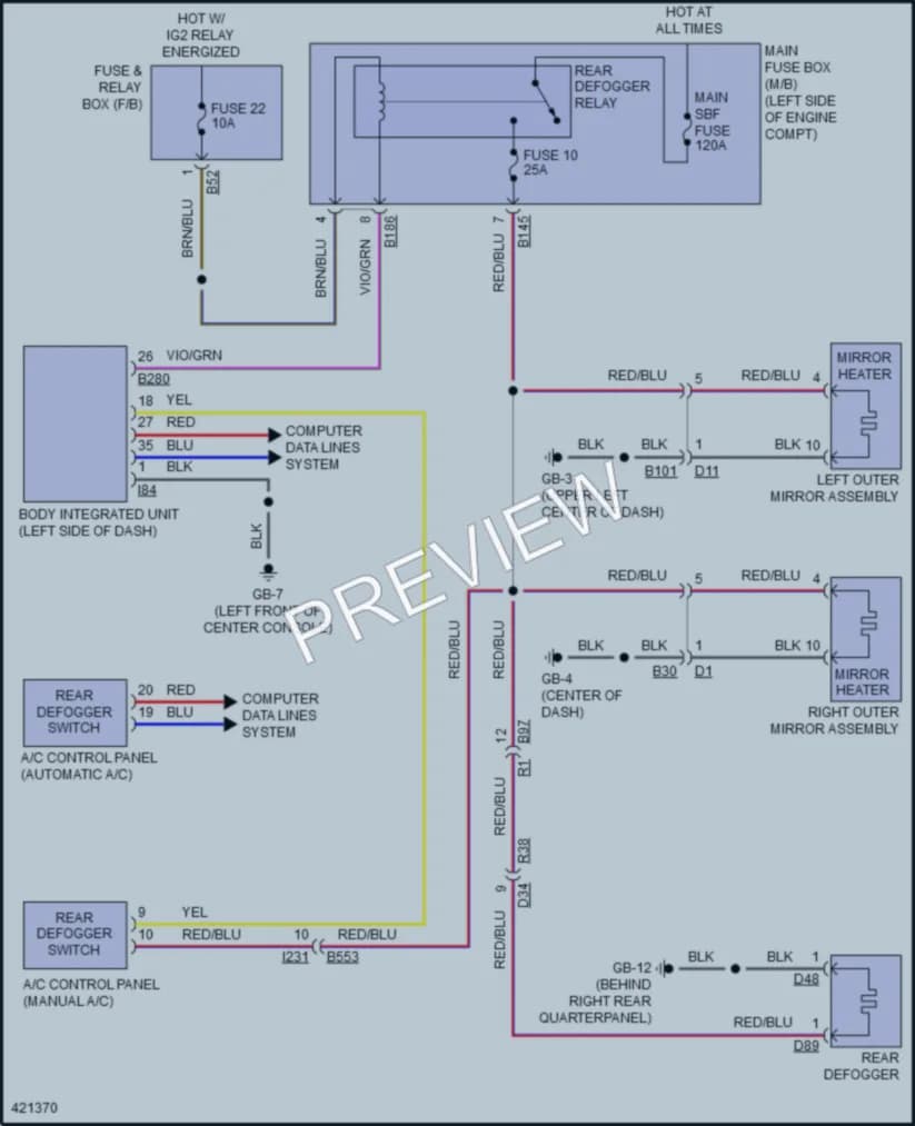 2014 Subaru Forester Defoggers wiring diagram preview